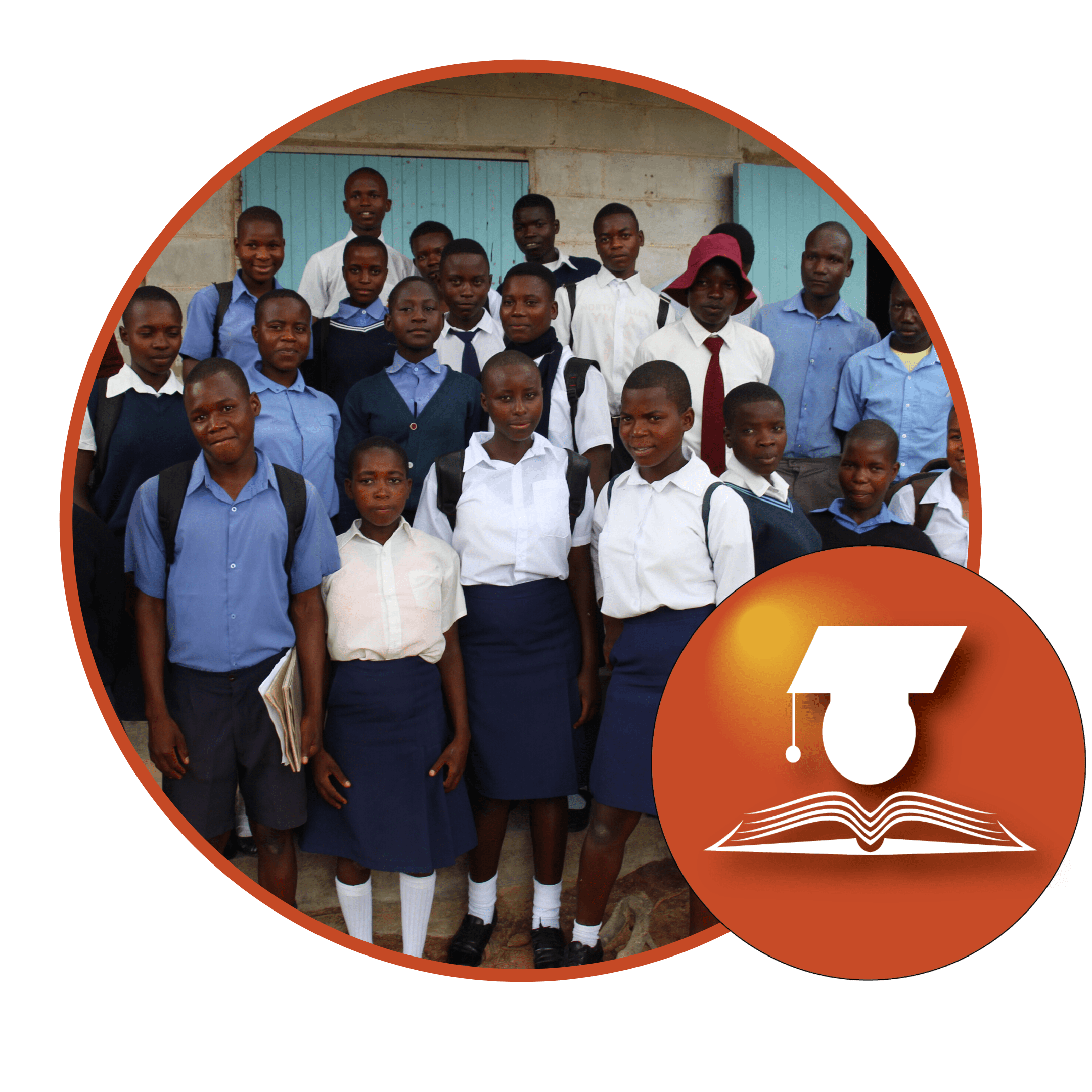 African students posing in school uniforms.