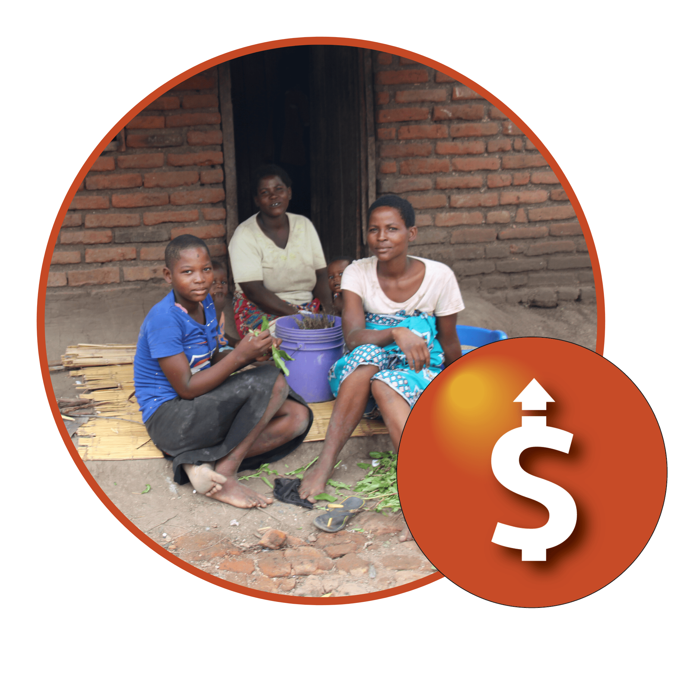 Women engaged in small business activity outside.