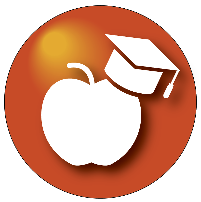 Icon for the Education Program, showing a graduation cap resting on an apple.