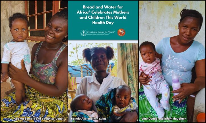 Collage for World Health Day showing mothers with their healthy children in Sierra Leone.