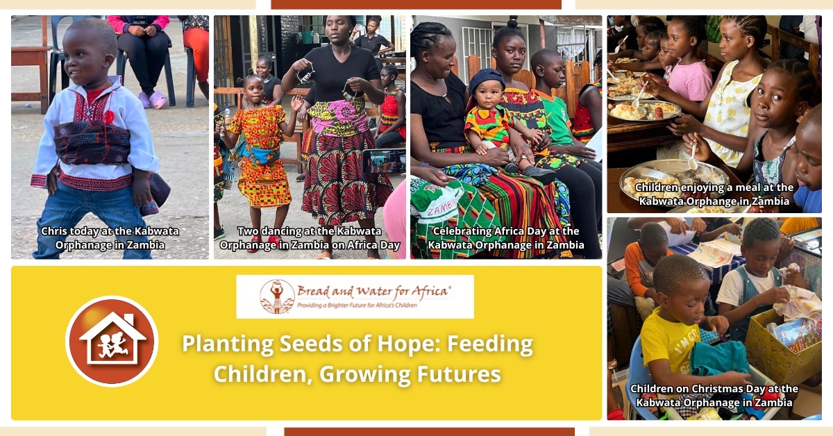 Children at the Kabwata Orphanage in Zambia celebrating Africa Day, sharing meals, and thriving thanks to Bread and Water for Africa®’s feeding programs.