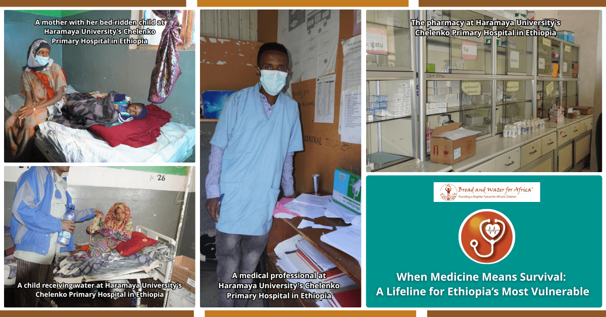 Healthcare workers, patients, and pharmacy facilities at Haramaya University’s Chelenko Primary Hospital in Ethiopia receiving lifesaving medical support