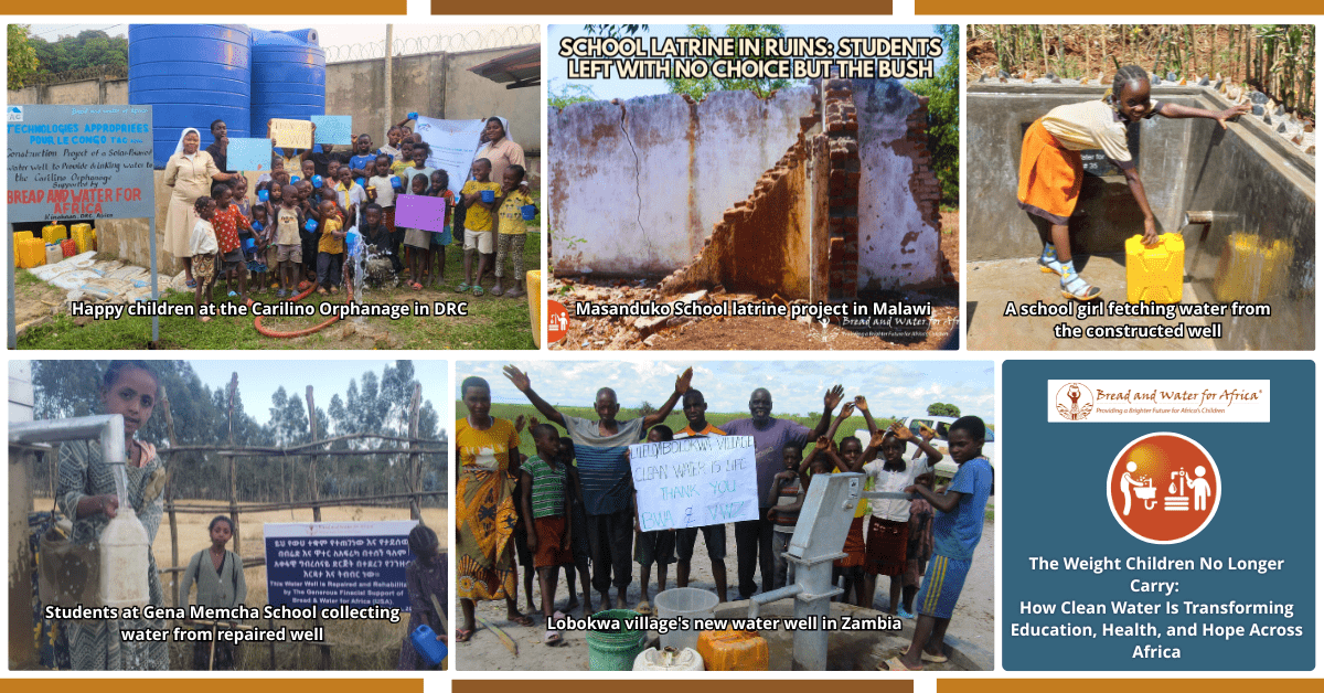 Children and students across Africa celebrating access to clean water through Bread and Water for Africa WASH projects improving education health and community well being