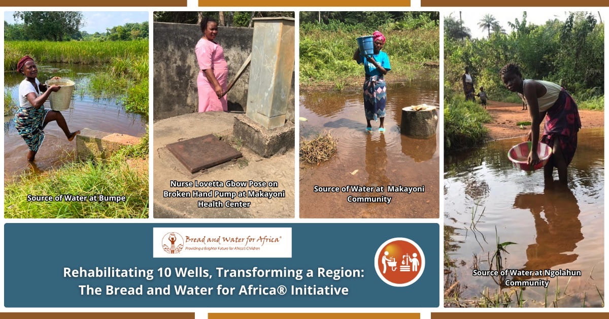 Women collecting unsafe water in Bumpe and Makayoni during rehabilitating 10 wells initiative in Sierra Leone